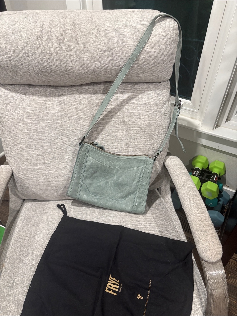 Frye Pale Mint Leather Crossbody Shoulder Bag